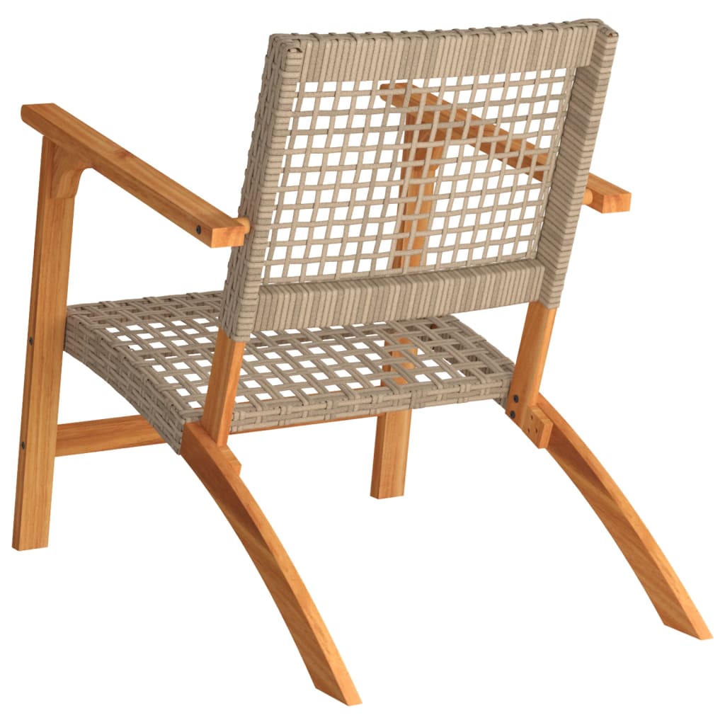 Sillas de jardín 2 uds madera de acacia y ratán sintético beige