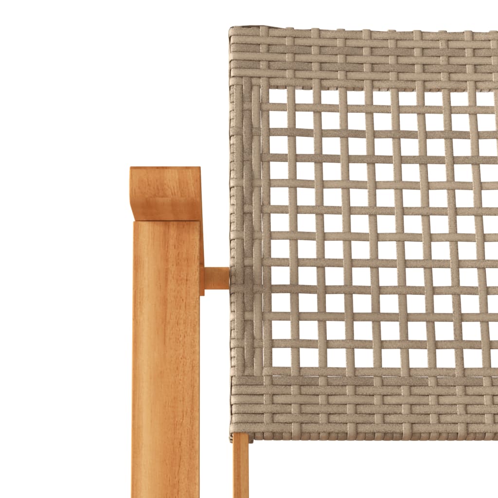 Sillas de jardín 2 uds madera de acacia y ratán sintético beige