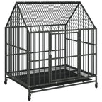 Jaula para perros con ruedas acero galvanizado negro