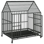 Jaula para perros con ruedas acero galvanizado negro