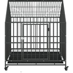Jaula para perros con ruedas acero galvanizado negro