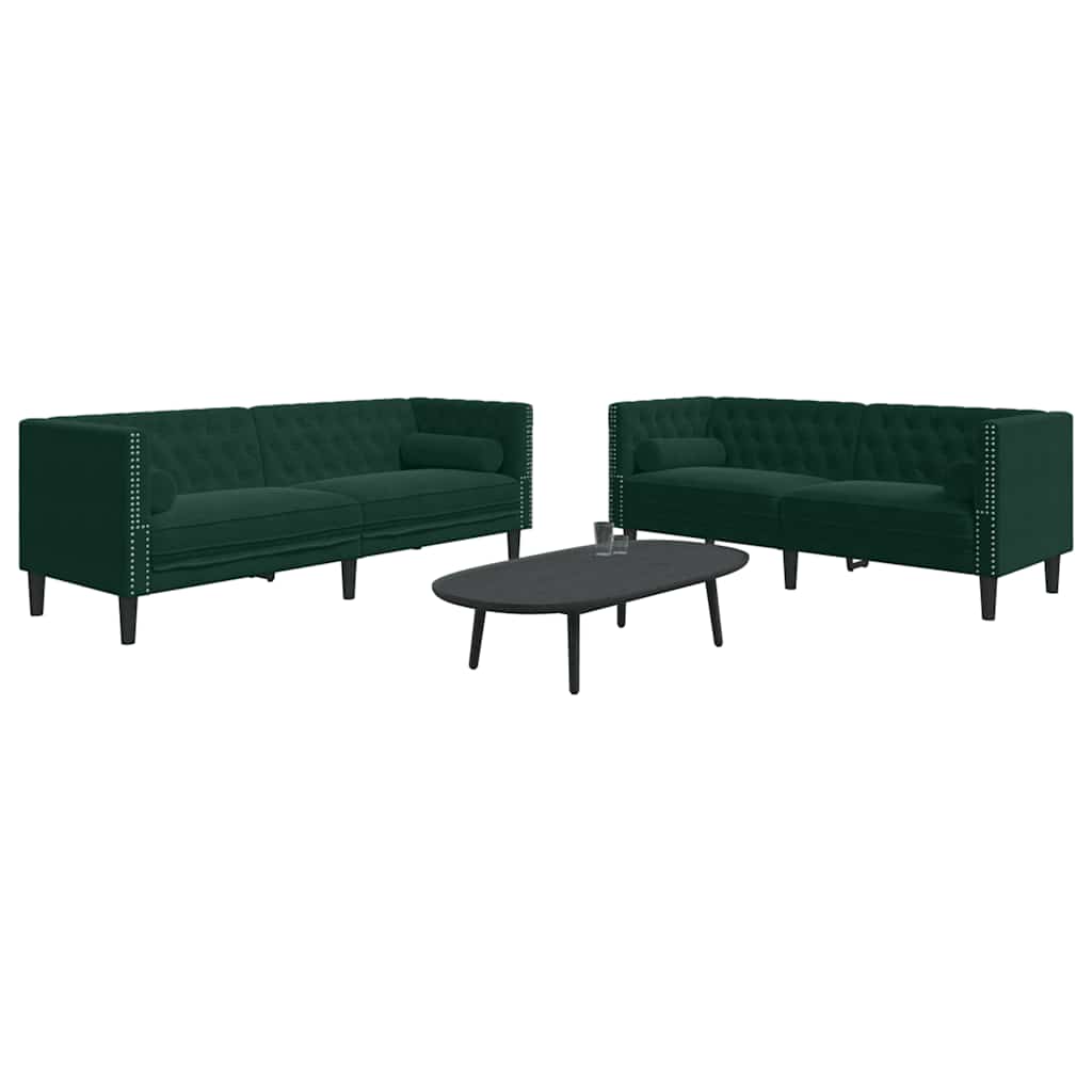 Chesterfield Sofa Set 2-piece Faux Leather Cream