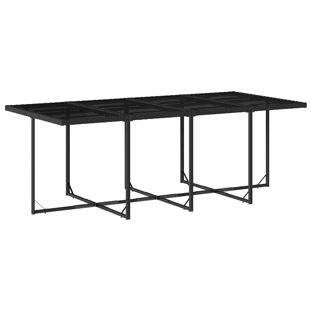 Set de comedor de jardín 9 pzas y cojines ratán sintético negro