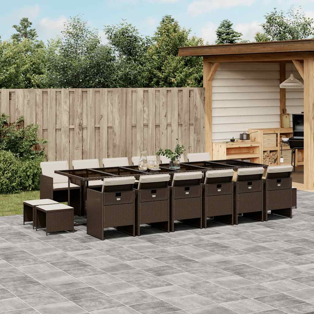 Set de comedor jardín 11 pzas con cojines ratán sintético negro