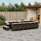 Set de comedor jardín 11 pzas con cojines ratán sintético negro