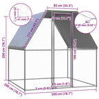 Gallinero de acero galvanizado plateado y gris 2x2x2 m