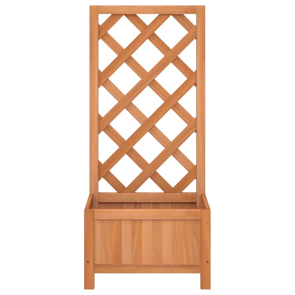 Jardinera con enrejado de madera maciza de abeto marrón