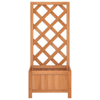 Jardinera con enrejado de madera maciza de abeto marrón