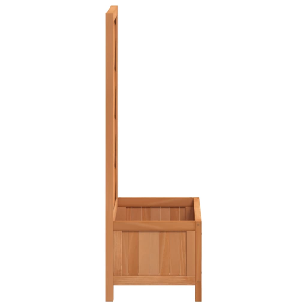 Jardinera con enrejado de madera maciza de abeto marrón