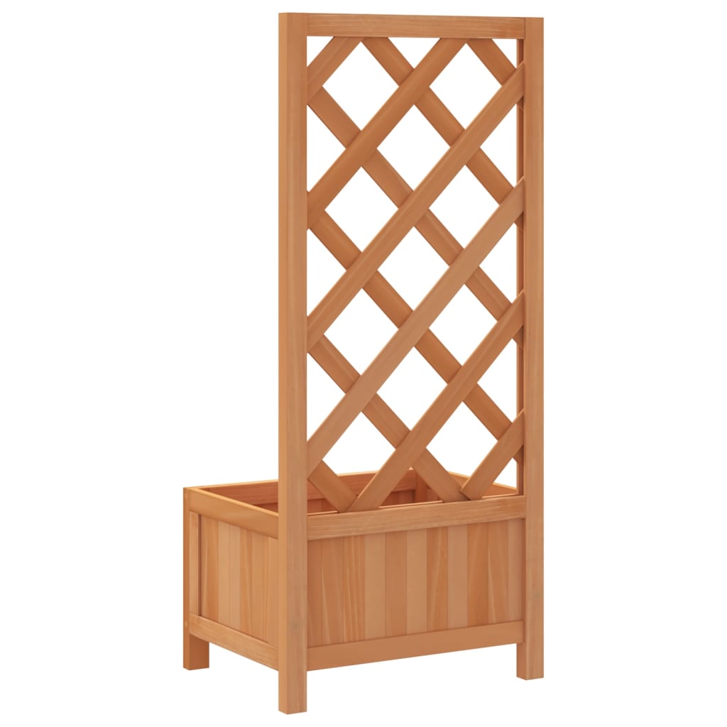 Jardinera con enrejado de madera maciza de abeto marrón