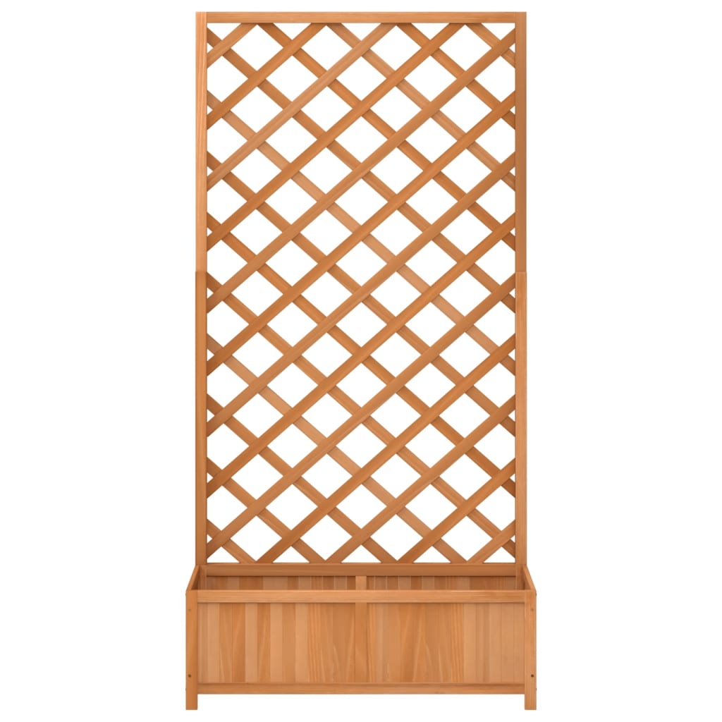 Jardinera con enrejado de madera maciza de abeto marrón