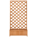 Jardinera con enrejado de madera maciza de abeto marrón