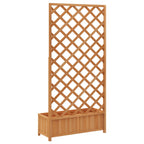 Jardinera con enrejado de madera maciza de abeto marrón