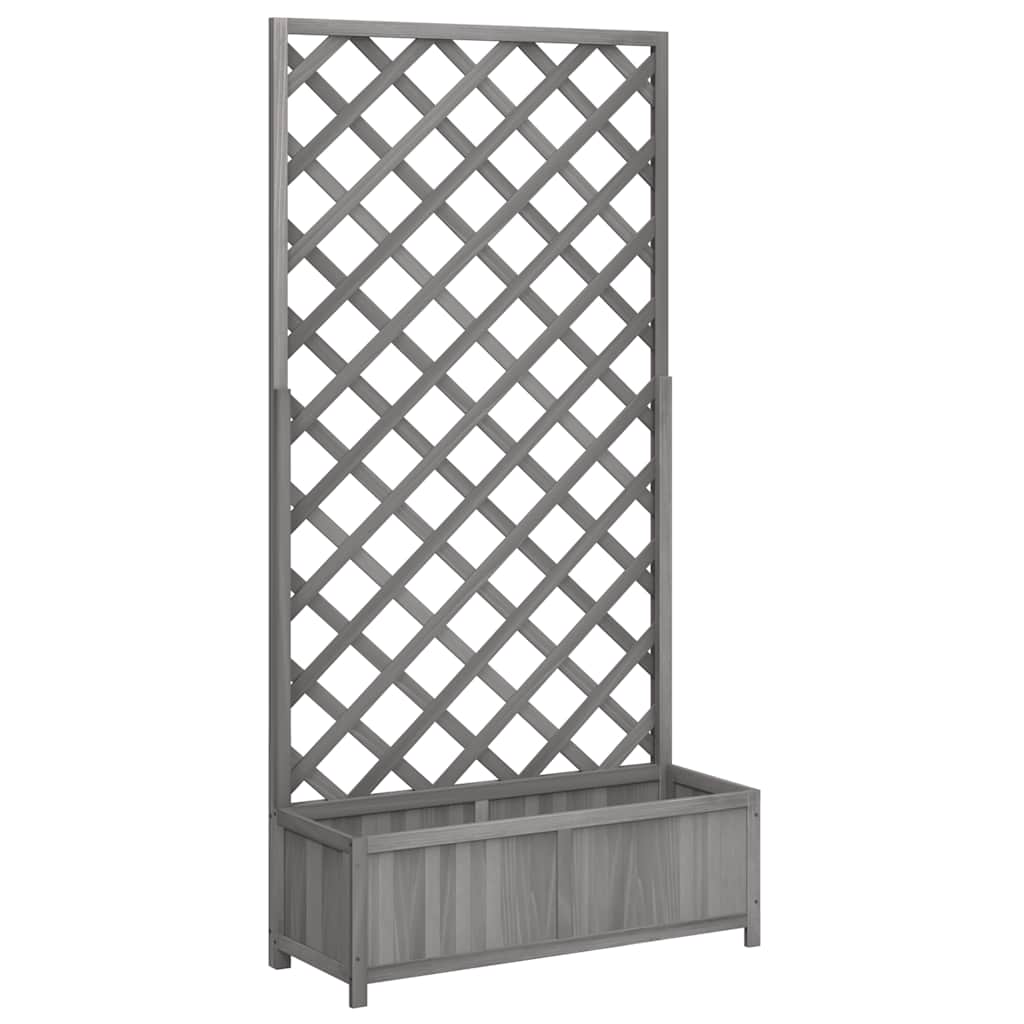 Jardinera con enrejado madera maciza de abeto gris