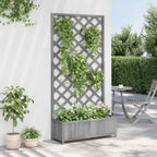 Jardinera con enrejado madera maciza de abeto gris