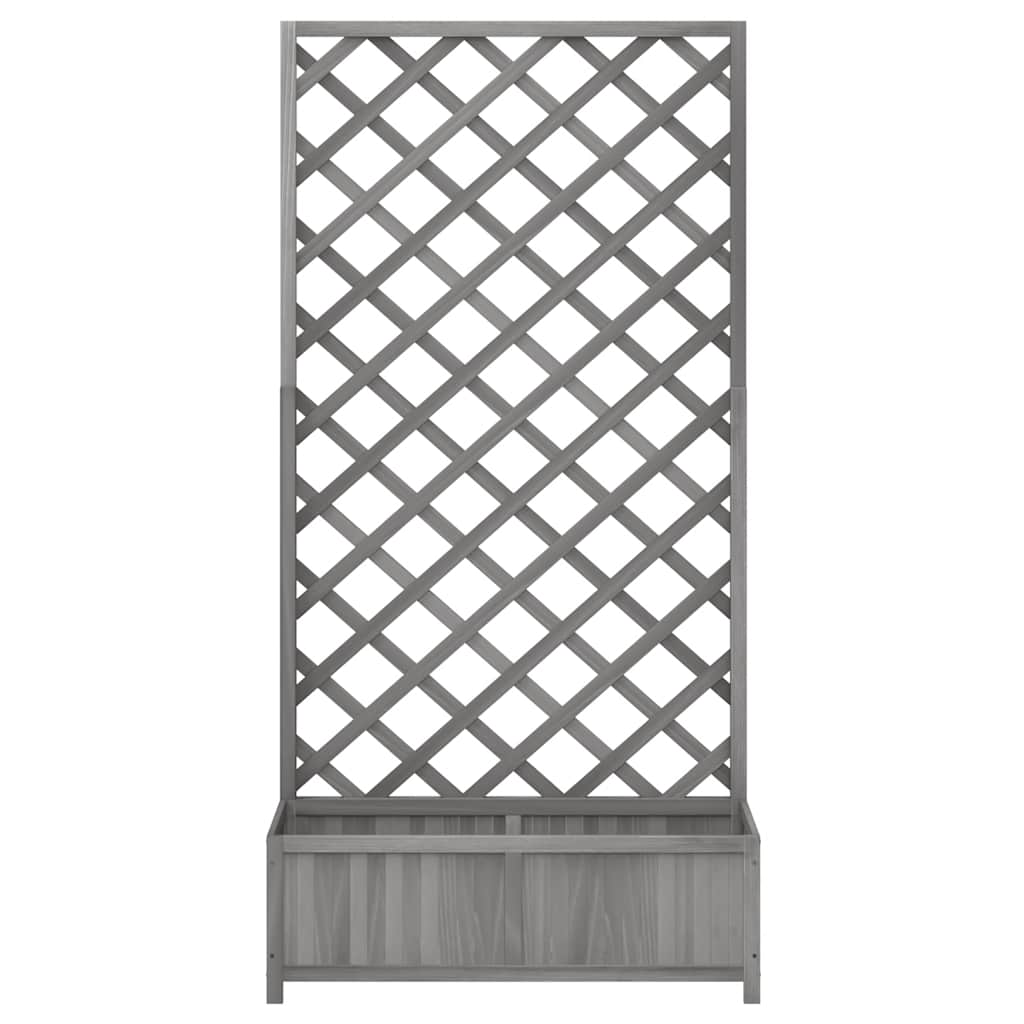 Jardinera con enrejado madera maciza de abeto gris