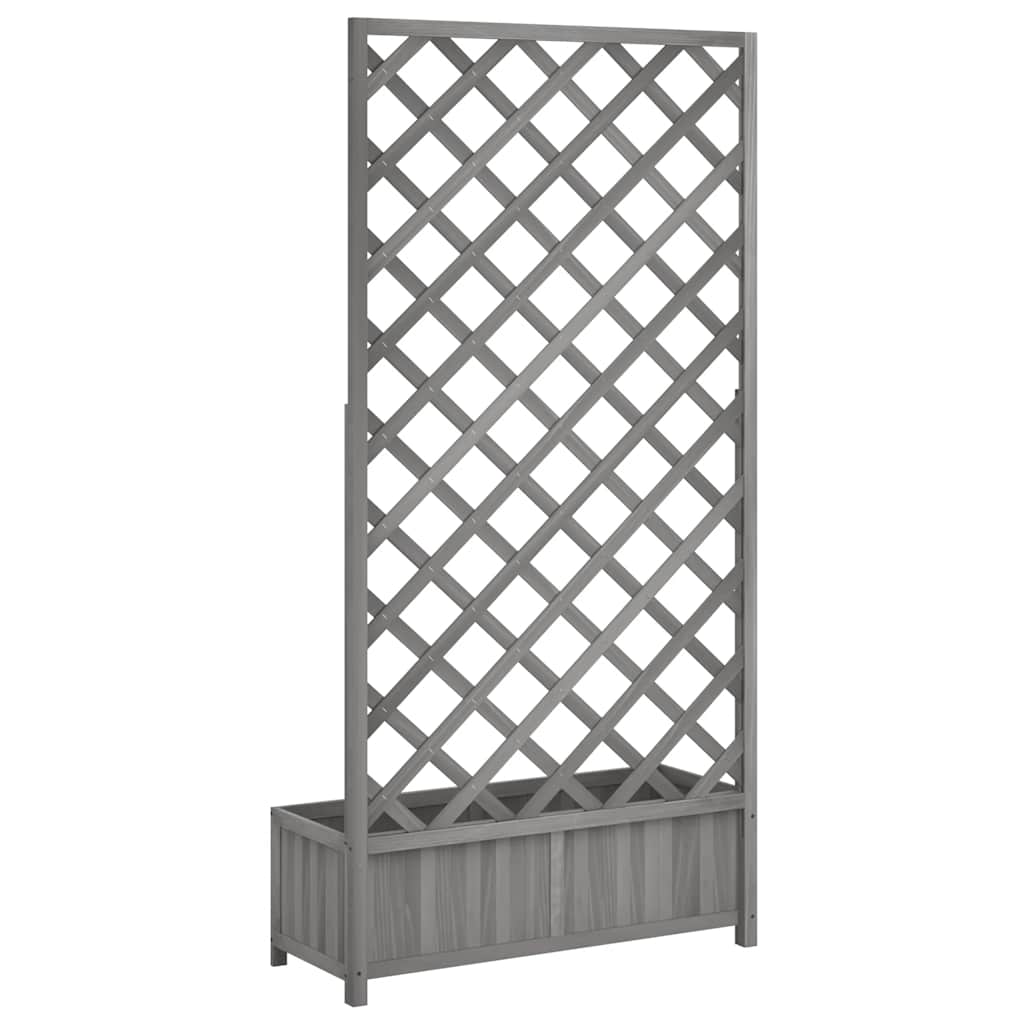 Jardinera con enrejado madera maciza de abeto gris