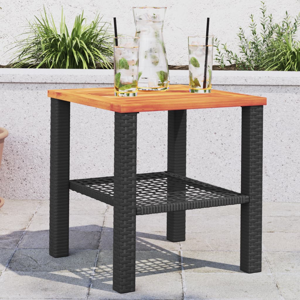 Mesa de jardín ratán PE beige y madera de acacia 190x90x75 cm