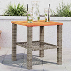 Mesa de jardín ratán PE beige y madera de acacia 190x90x75 cm
