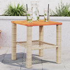 Mesa de jardín ratán PE beige y madera de acacia 190x90x75 cm