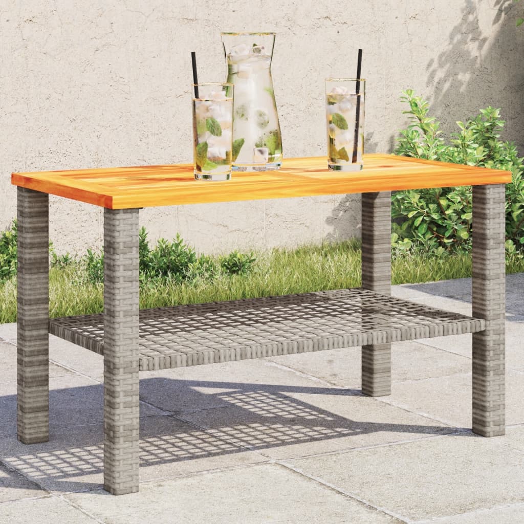 Mesa de jardín ratán PE beige y madera de acacia 190x90x75 cm