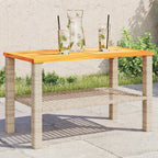 Mesa de jardín ratán PE beige y madera de acacia 190x90x75 cm