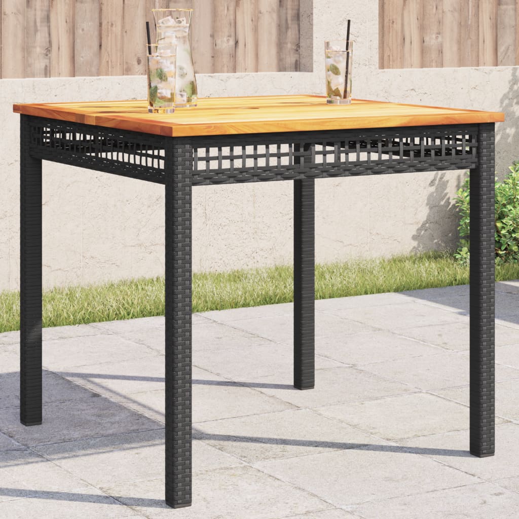 Mesa de jardín ratán PE beige y madera de acacia 190x90x75 cm