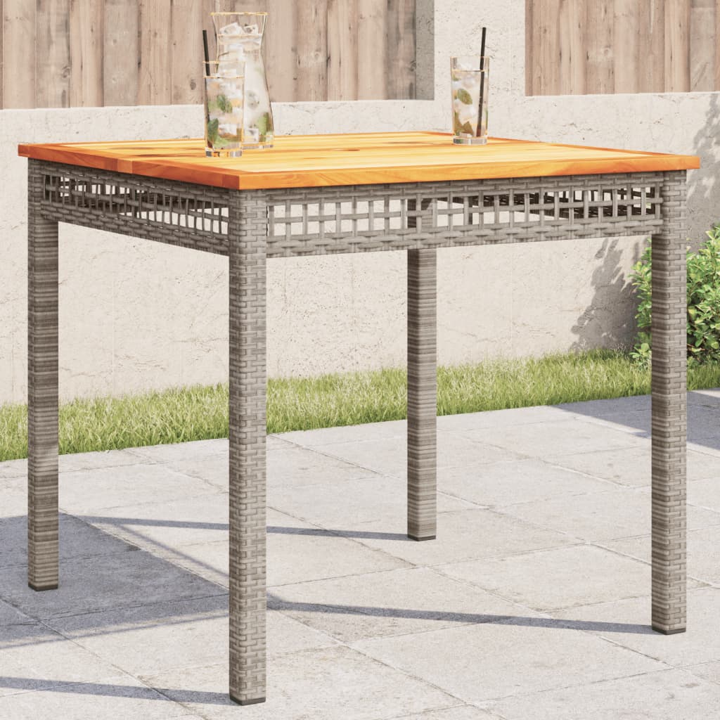 Mesa de jardín ratán PE beige y madera de acacia 190x90x75 cm