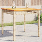 Mesa de jardín ratán PE beige y madera de acacia 190x90x75 cm