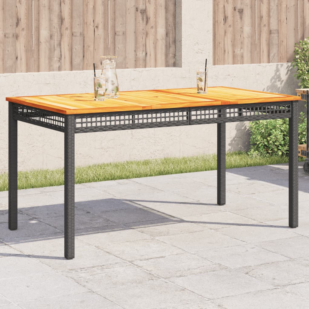 Mesa de jardín ratán PE beige y madera de acacia 190x90x75 cm