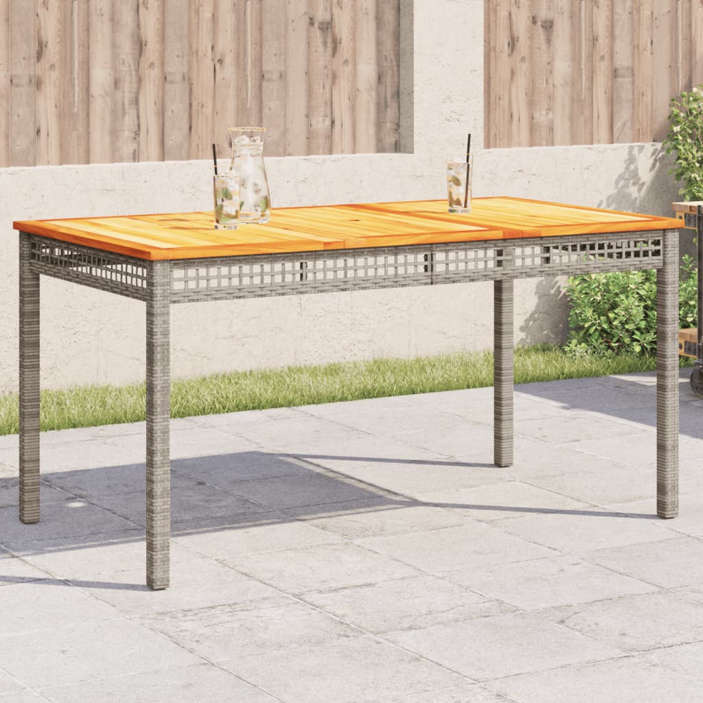 Mesa de jardín ratán PE beige y madera de acacia 190x90x75 cm