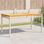 Mesa de jardín ratán PE beige y madera de acacia 190x90x75 cm