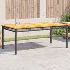 Mesa de jardín ratán PE beige y madera de acacia 190x90x75 cm