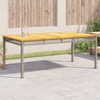 Mesa de jardín ratán PE beige y madera de acacia 190x90x75 cm