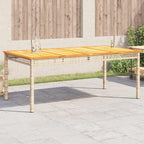 Mesa de jardín ratán PE beige y madera de acacia 190x90x75 cm