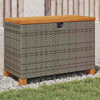 Baúl de jardín con ruedas ratán sintético beige 110x55x73 cm