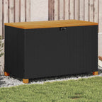 Baúl de jardín con ruedas ratán sintético beige 110x55x73 cm