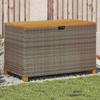 Baúl de jardín con ruedas ratán sintético beige 110x55x73 cm