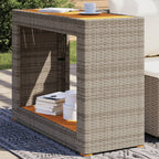 Mesa auxiliar jardín tapa madera ratán PE beige 100x40x75 cm