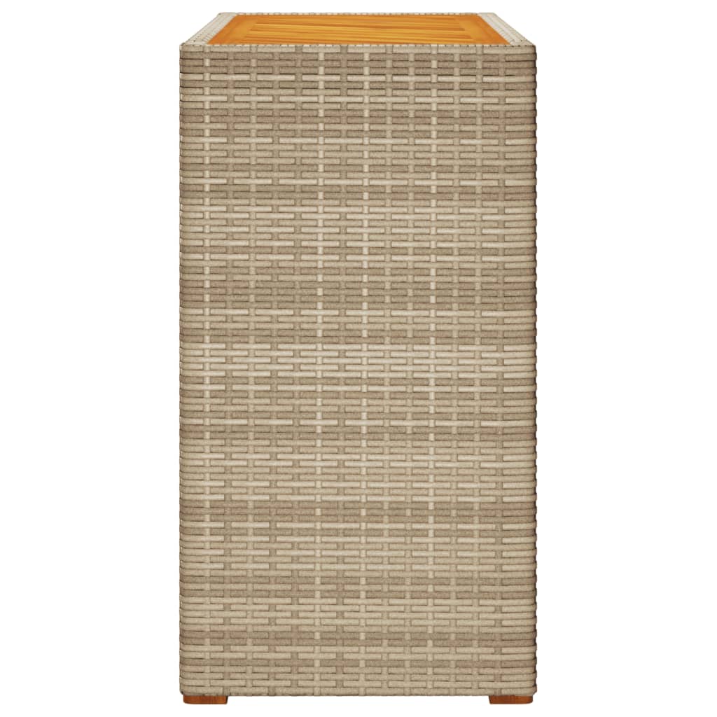 Mesa auxiliar jardín tapa madera ratán PE beige 100x40x75 cm