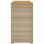 Mesa auxiliar jardín tapa madera ratán PE beige 100x40x75 cm