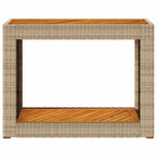 Mesa auxiliar jardín tapa madera ratán PE beige 100x40x75 cm