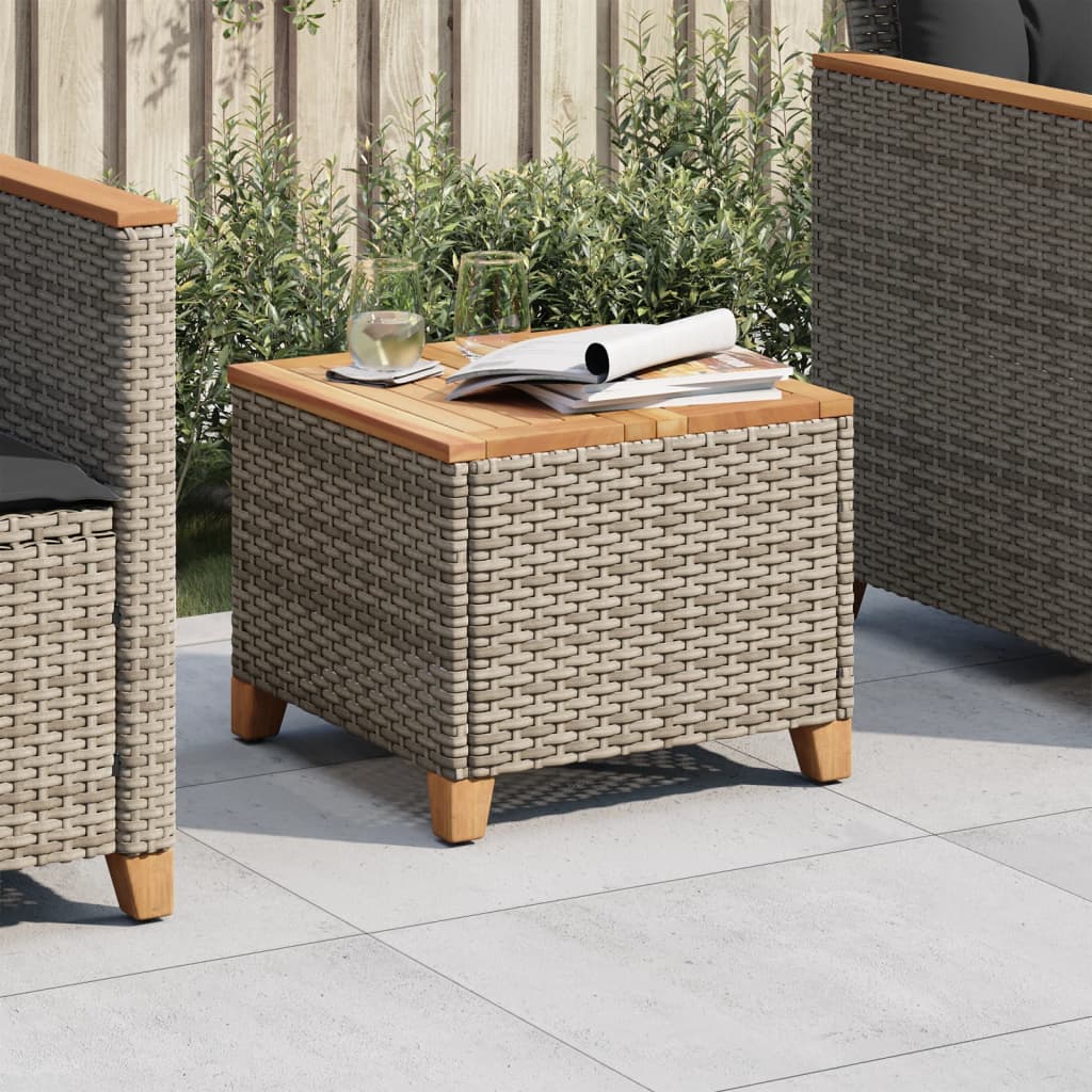 Mesa de jardín ratán PE beige y madera de acacia 190x90x75 cm