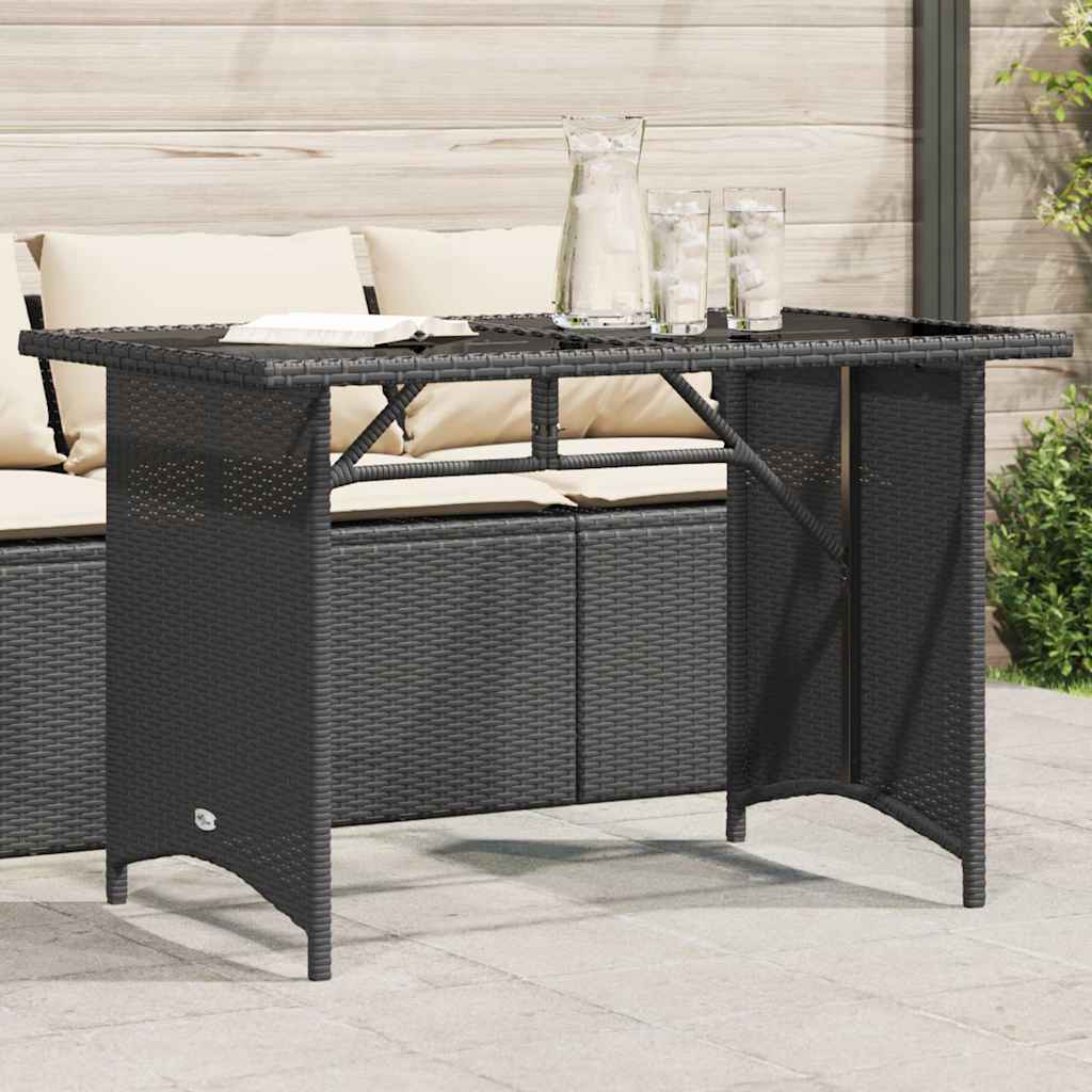 Mesa de jardín superficie de vidrio ratán PE beige 110x68x70 cm