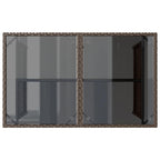 Mesa de jardín superficie vidrio ratán PE marrón 110x68x70 cm