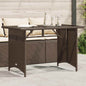 Mesa de jardim superfície de vidro vime PE castanho 110x68x70 cm