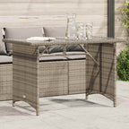 Mesa de jardín superficie de vidrio ratán PE beige 110x68x70 cm