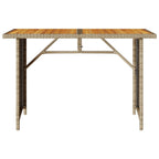 Mesa de jardín superficie de madera ratán PE beige 110x68x70 cm