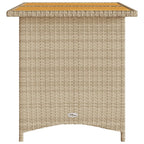 Mesa de jardín superficie de madera ratán PE beige 110x68x70 cm