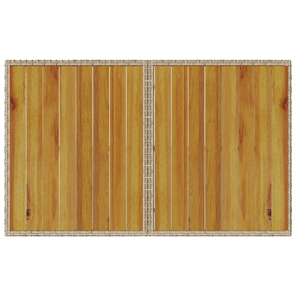 Mesa de jardín superficie de madera ratán PE beige 110x68x70 cm